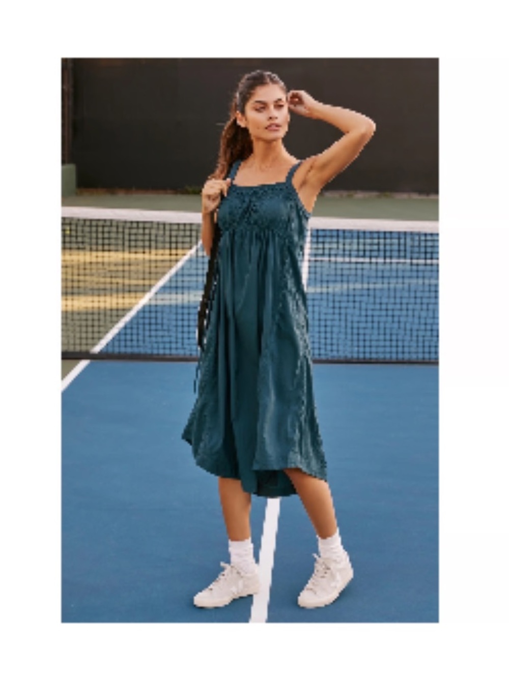 Anthropologie Keeseville Teal Sleeveless Smocked Dress Size Large